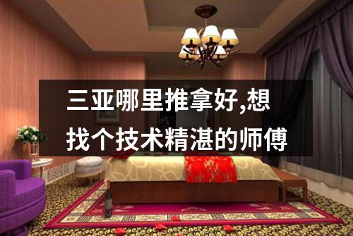 三亚哪里推拿好,想找个技术精湛的师傅